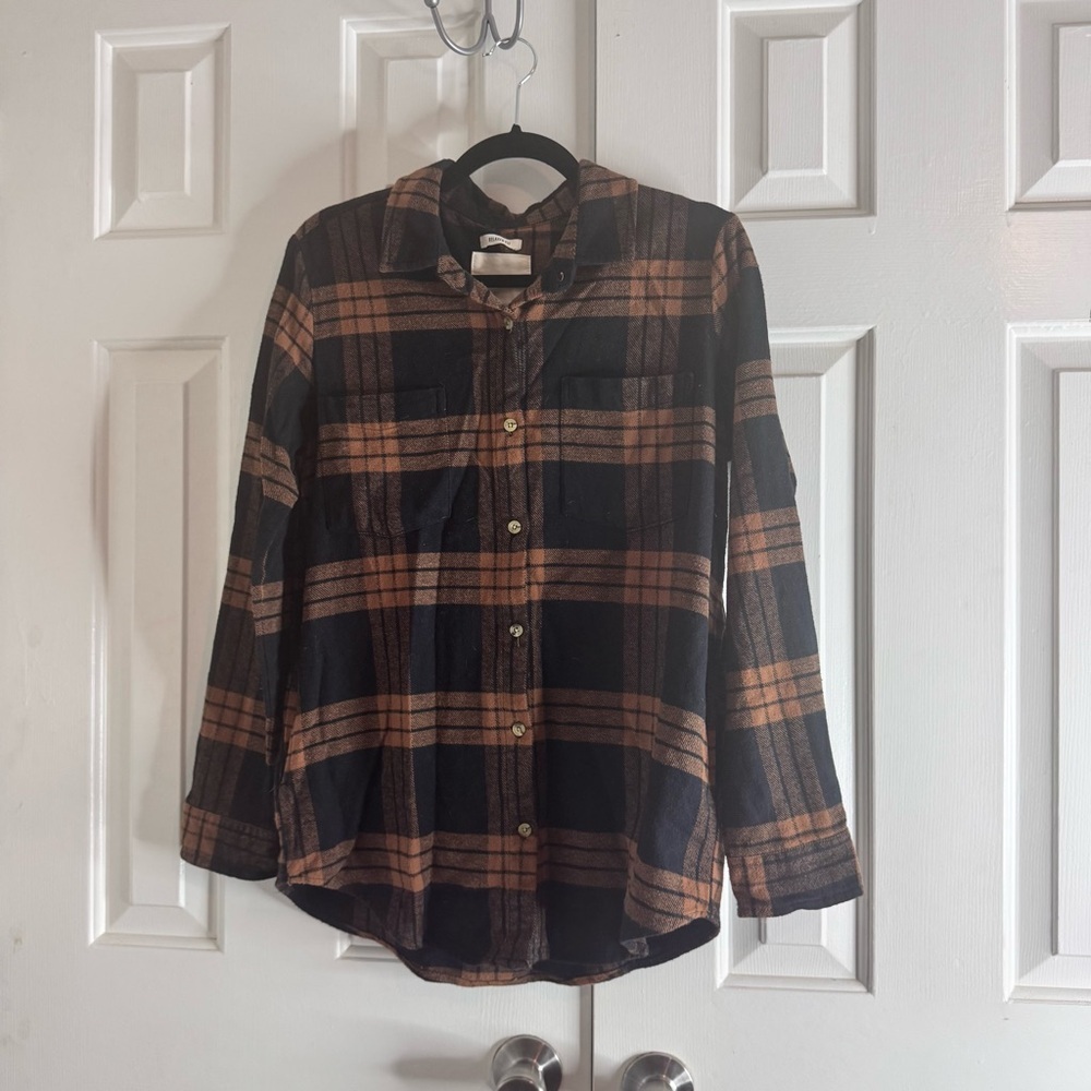 Thread & Supply Black & Brown Plaid Men's Flannel with Pockets Size S